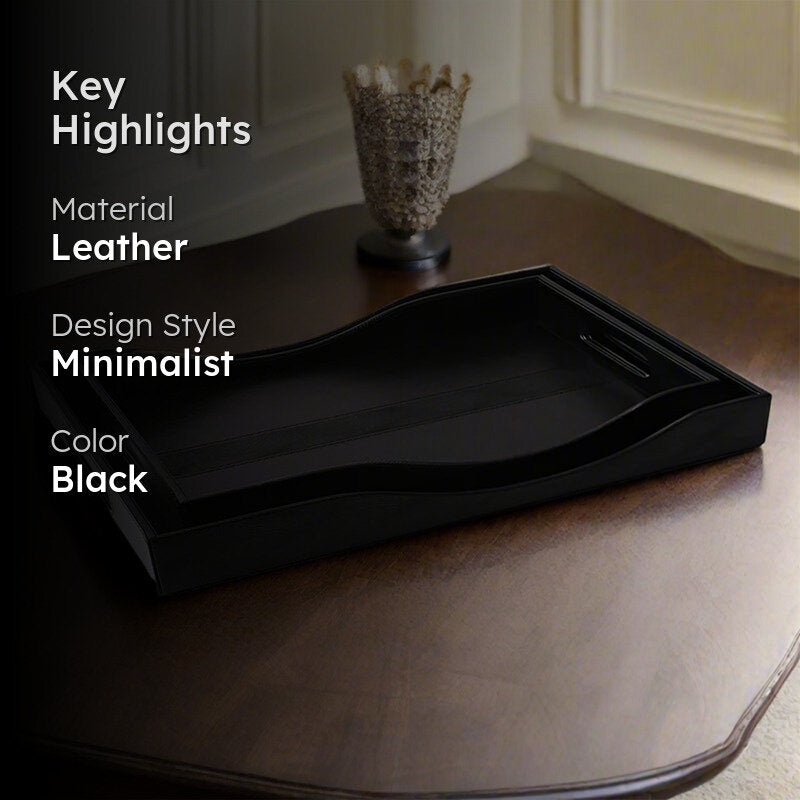 Veltrix Faux Leather Serving Tray - Black media 2