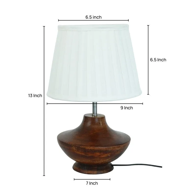 Timber Aura Cotton & Wooden Table Lamp - White media 5
