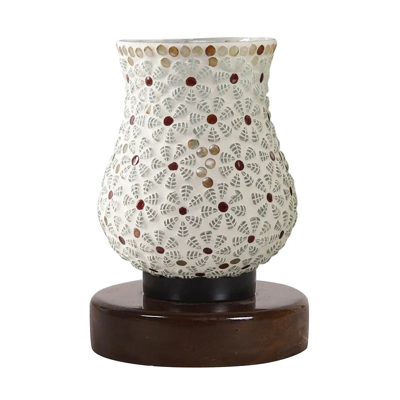 Mosaic Glass Table Lamp With Wooden Base - Multicolor media 5