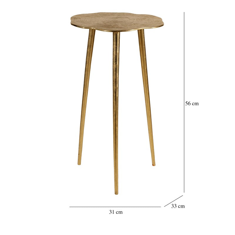Rustic Log Top Aluminum Side Table - Gold media 7