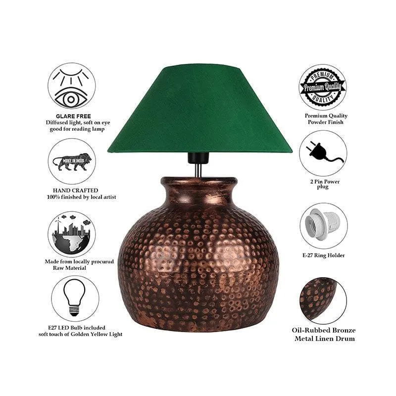 Girisha Fabric Table Lamp - Green,Bronze media 6