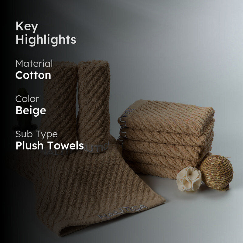 Nautica Riviera Soft Cotton Face Towel (Light Tan) - Set Of Eight media 2