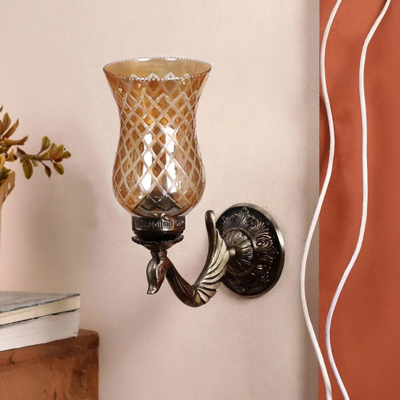 Honey Glow Swan Neck Glass Wall Lamp media 4