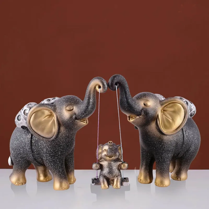 Tiny Tuskers Painted Polyresin Elephant Showpiece - Black media 1