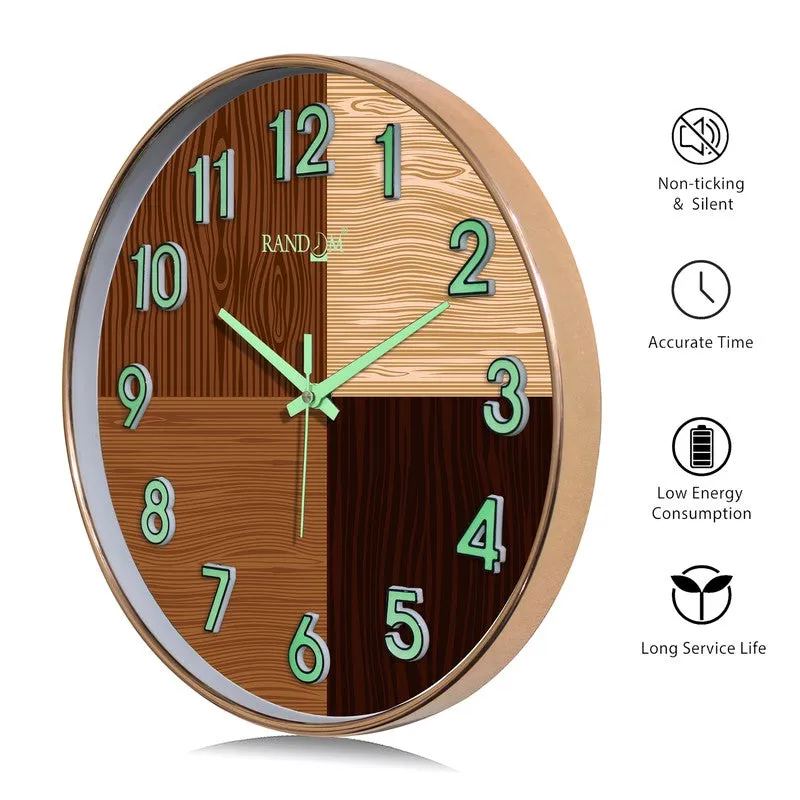 Oaklyn Round Modern Plastic Wall Clock - Brown media 7