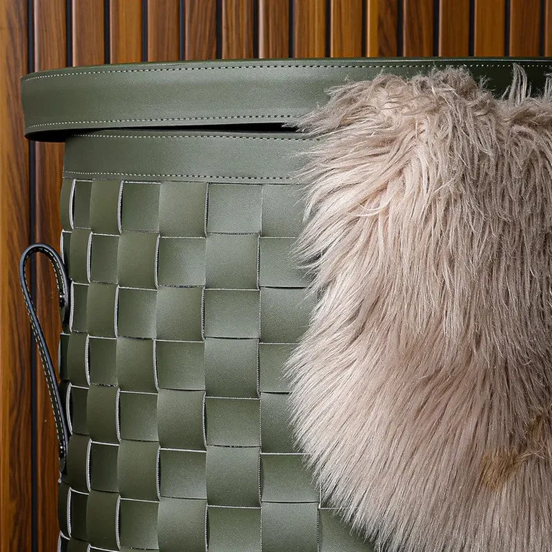 Aurelia Faux Leather Laundry Basket - Green media 6
