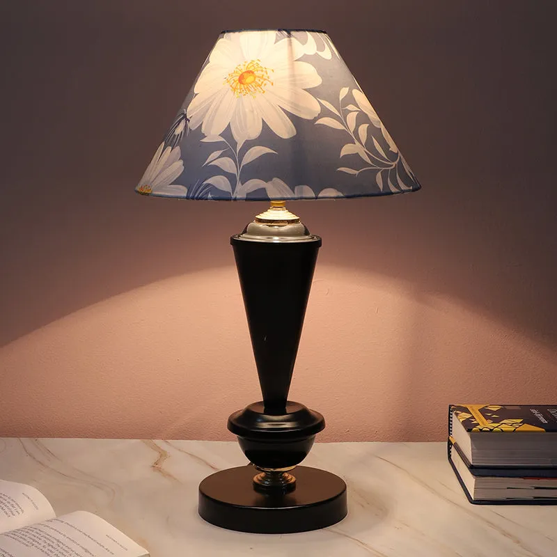 Daisy Blooms Hydra Printed Iron Table Lamp - White,Blue,Black media 1