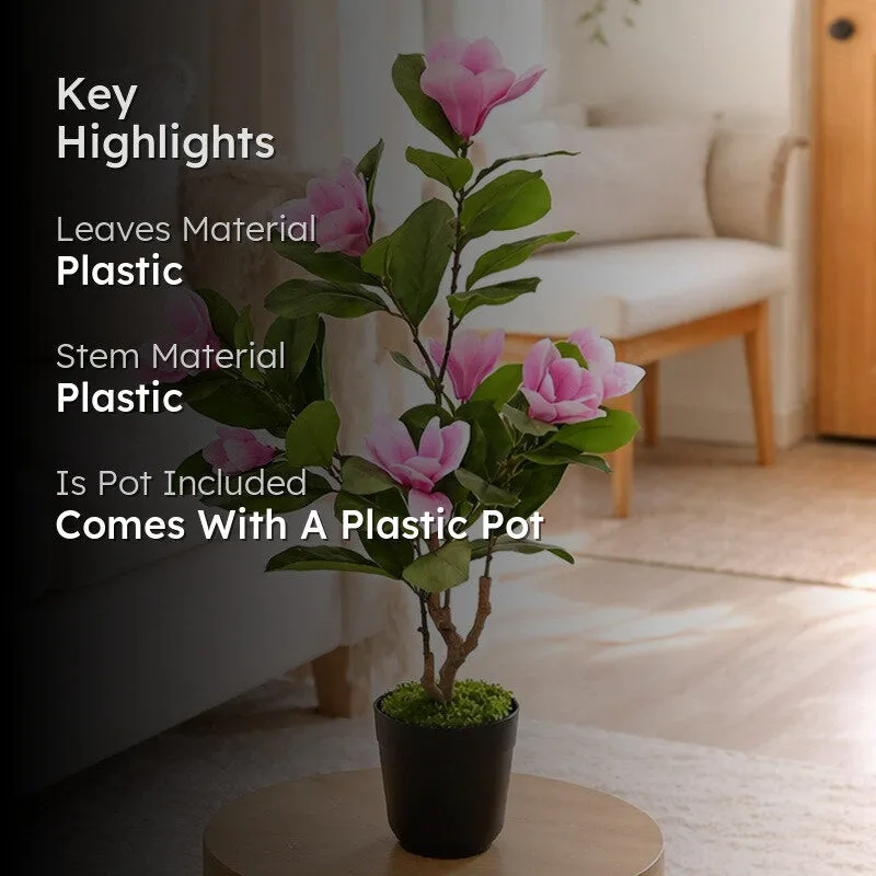 Bloom Grace Magnolia Artificial Plant With Black Plastic Pot - 91 cm (3 ft) media 2