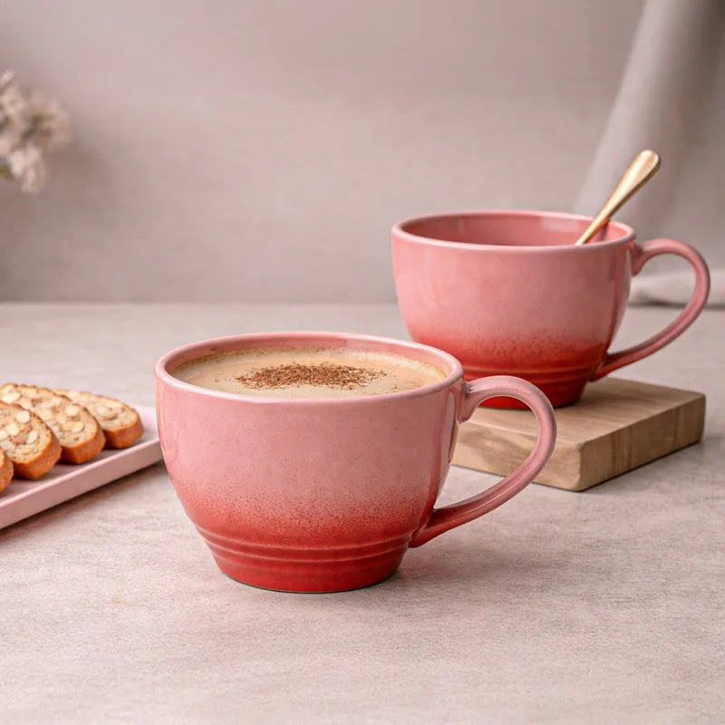 Whimsi Ceramic Coffee Mug (500 mL Each,Pink) - Set Of Two media 1