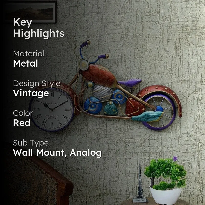 Dynamic Motorcycle Theme Metal Wall Clock media 2