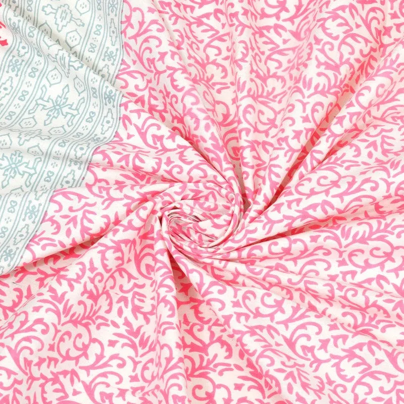 Blossomon Cotton Bedsheet (Pink,Grey) - 240 TC media 5