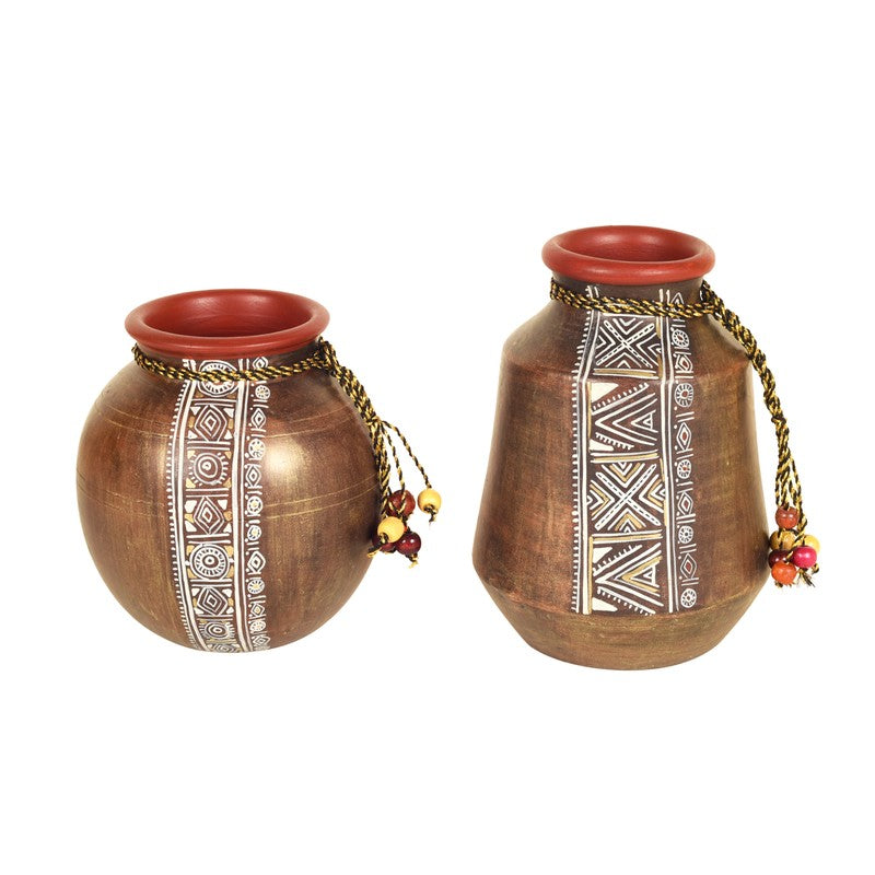 Purva Tribal Handpainted Vase - Set Of Two media 4
