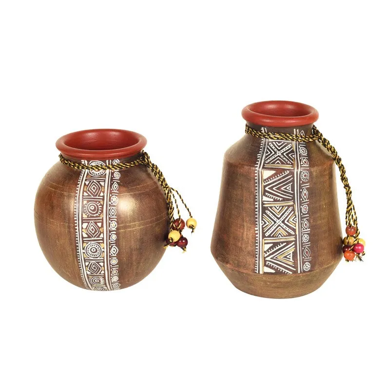 Purva Tribal Handpainted Vase - Set Of Two media 4