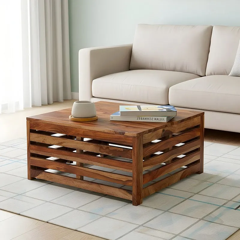 Qervon Sheesham Wooden Center Table - Brown media 1
