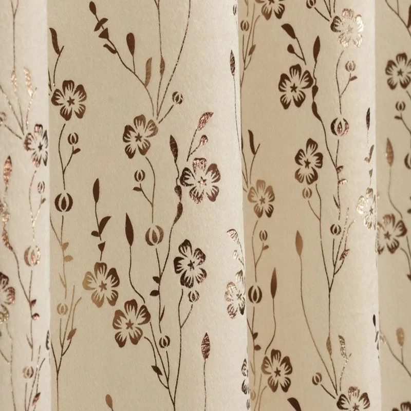 Glow Touch Printed Velvet Curtains (Ivory,Gold) - Set Of Two media 5