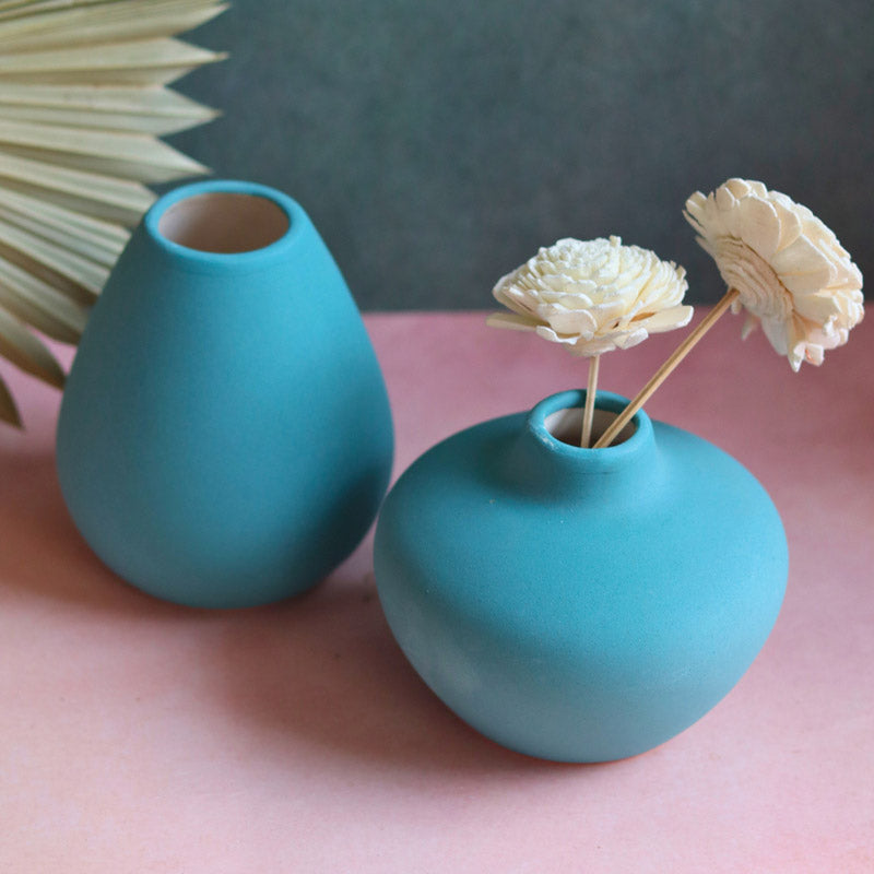 Yelena Orla Ceramic Vase (Blue) - Two Piece Set media 3