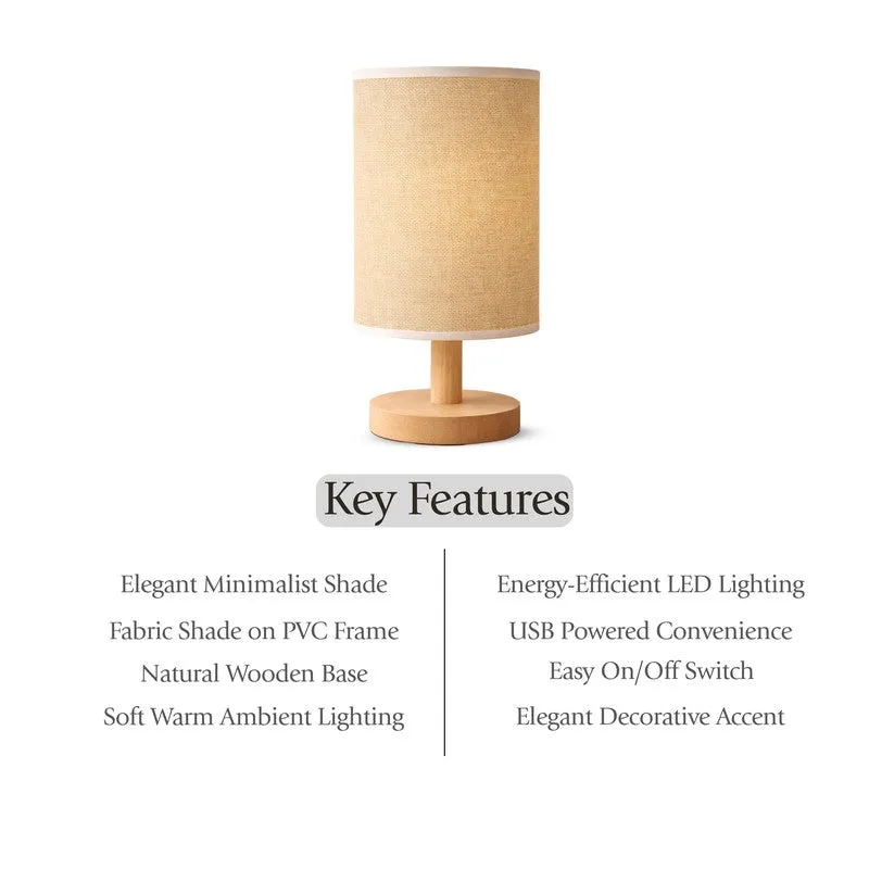 Natural Grain Jute Wooden Table Lamp - Beige media 7