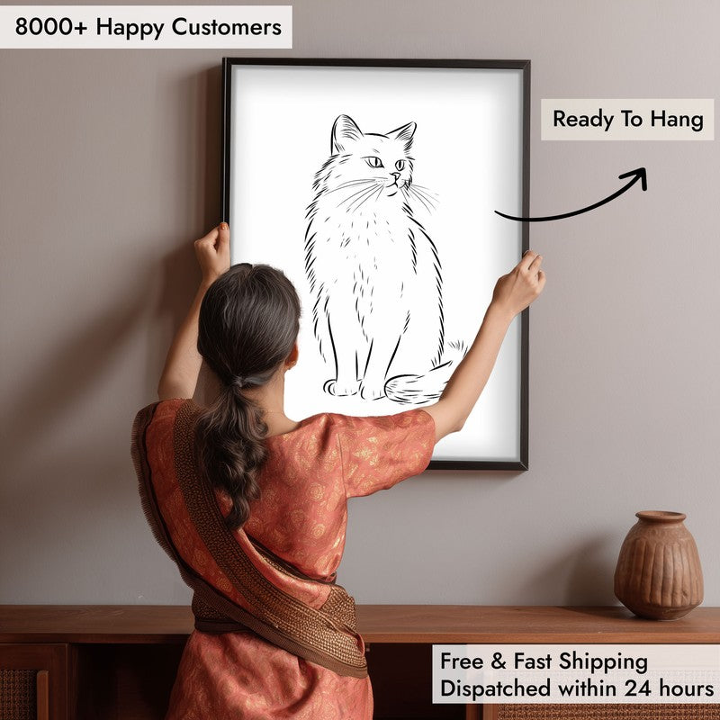 Cat Sketch Archival Canvas Wall Art - Black Frame media 6