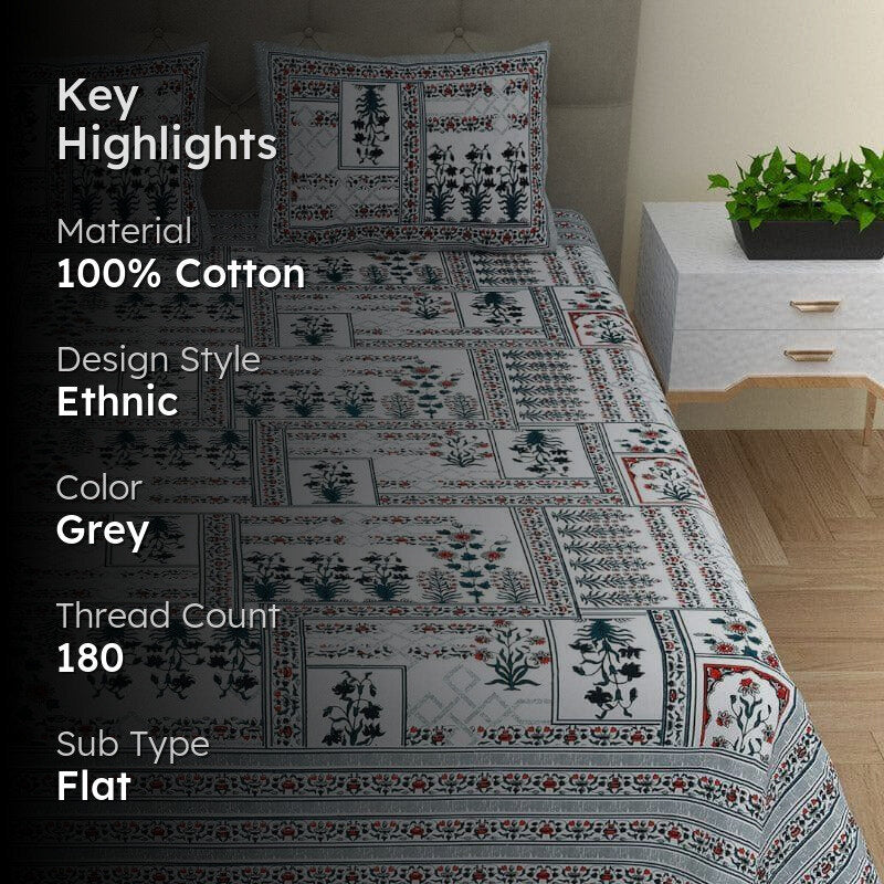 Mira Floral Cotton Bedsheet - 180 TC media 2