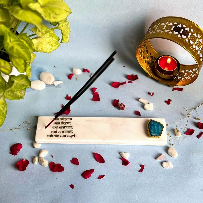 Nmokar Matra Marble Incense Holder With Agate Plating - Turquoise Blue media 4