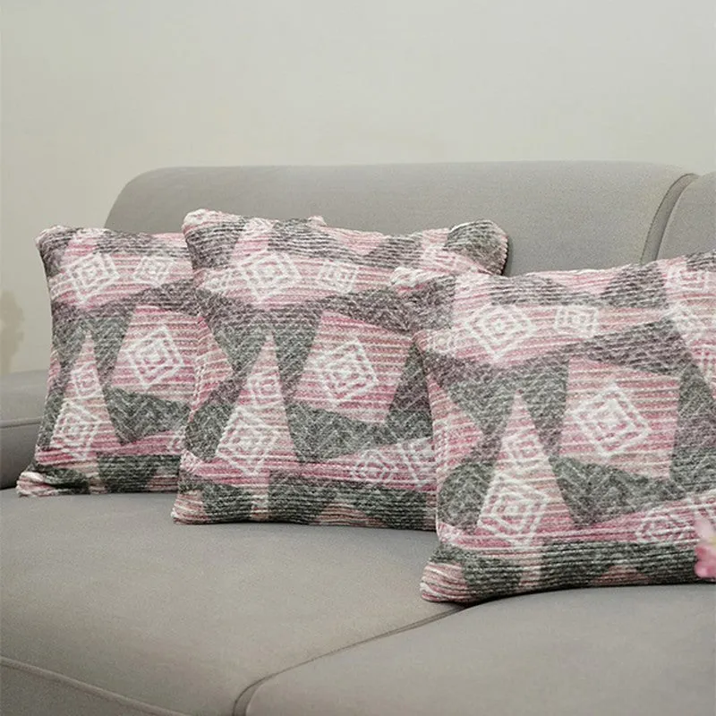 SquareDrift Cushion Cover (Mauve) - Set Of Three media 6