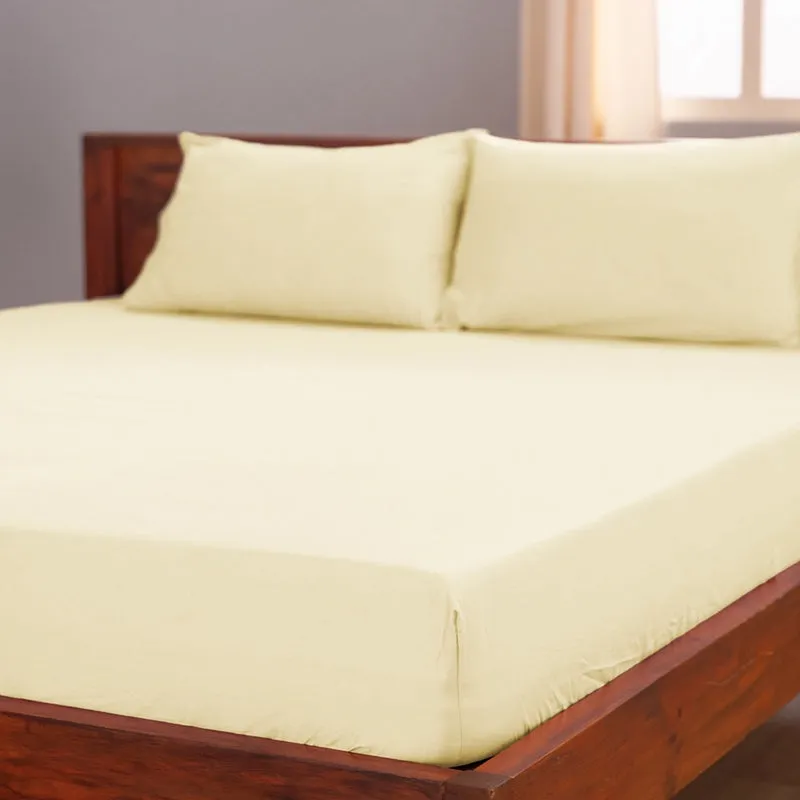 Maison Solid Cotton Bedsheet (Ivory) - 400 TC media 9