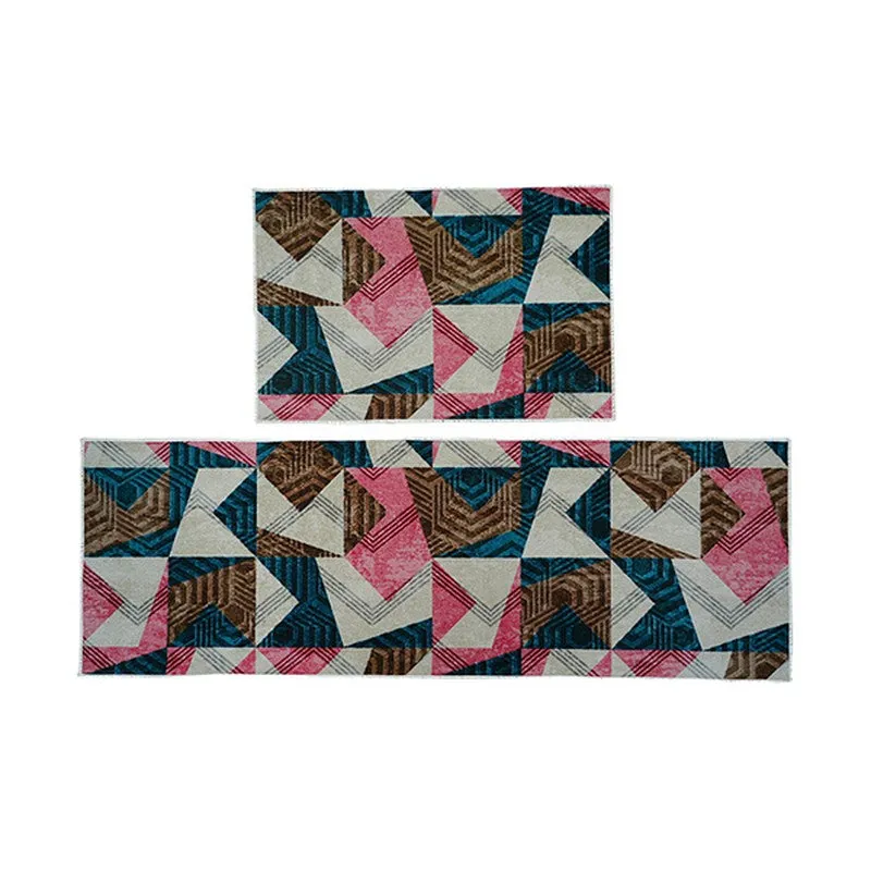 EdgeAbstra Polyester Kitchen Floor Mats (Pink,Grey) - Set of Two media 3