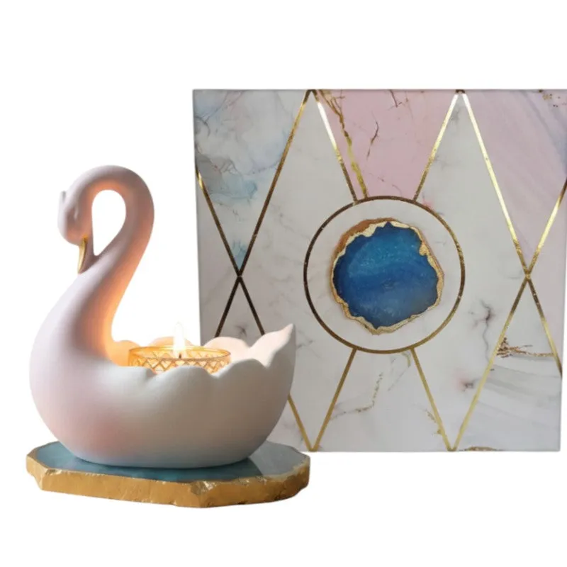 Swan Shaped Resin Tea Light Candle Holder - Blue media 8