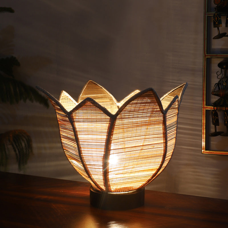 Naturae Bamboo Petal Curve Table Lamp - Beige