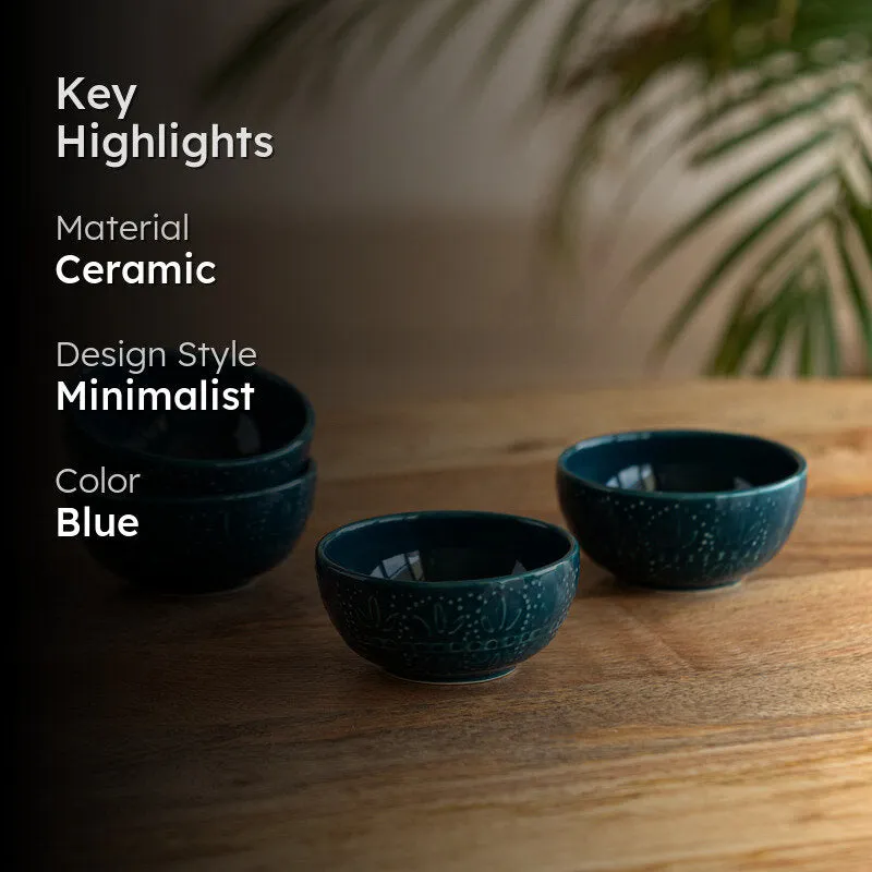 Teal Twinkle Hand Glazed Serving Bowl (120 ML) - Set Of Four media 2