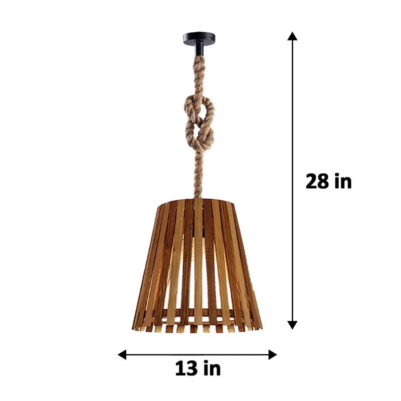 ConicalCage Wooden Ceiling Lamp - Brown media 9
