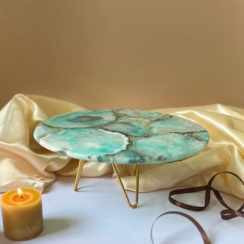 Myrla Handcrafted Agate Cake Stand - Beige media 4