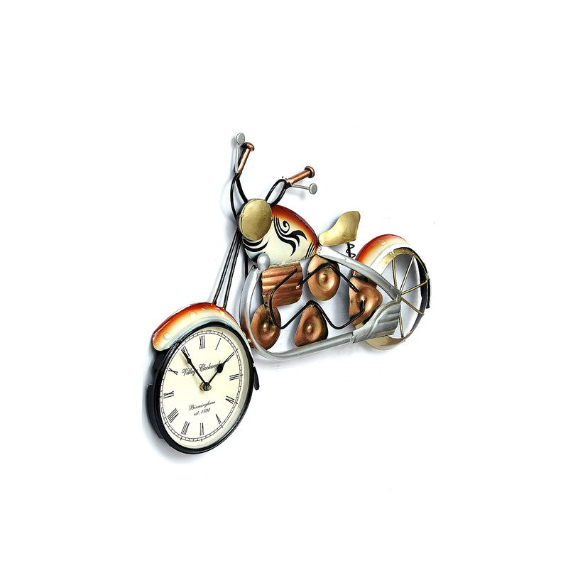 Artistic Bike Dial Showpiece Accent Metal Wall Clock media 4
