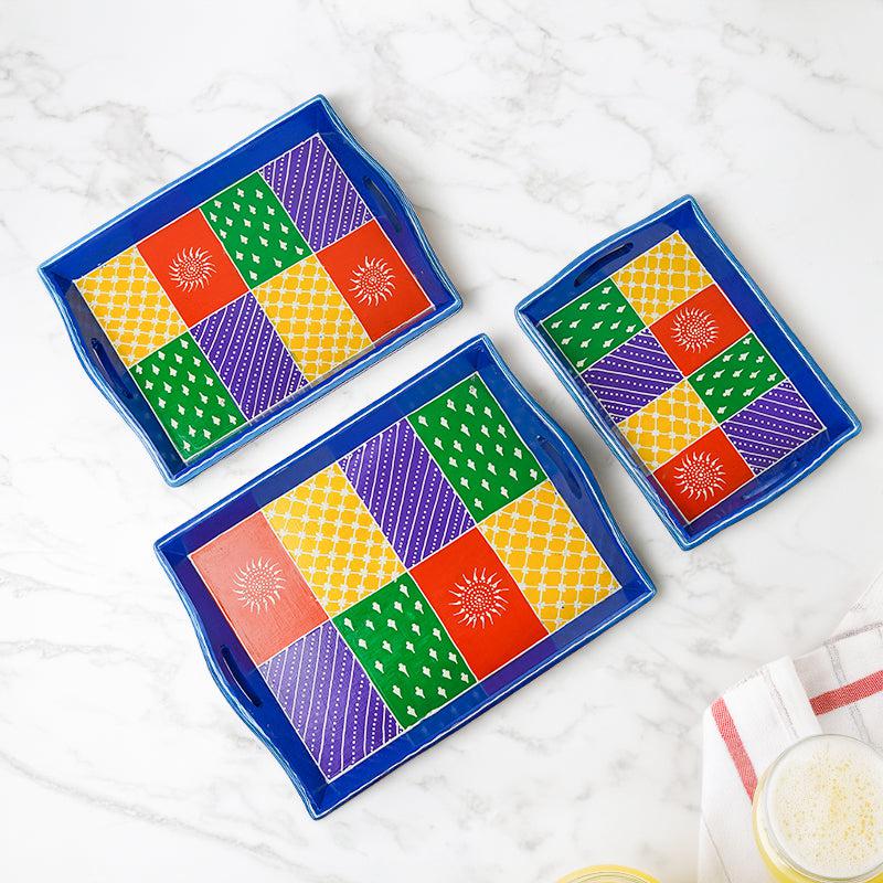 Thambura Ethnic Serving Tray - Set Of Three media 3