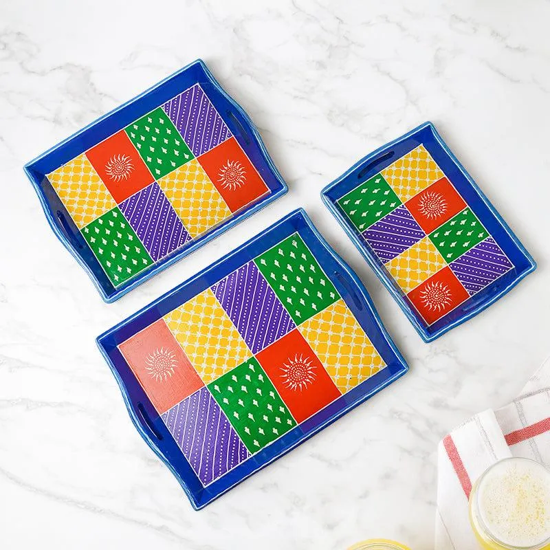 Thambura Ethnic Serving Tray - Set Of Three media 3