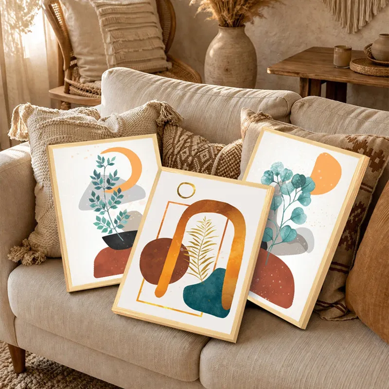 Verdelle Nature Inspired Abstract Wall Painting With Frame - Set Of Three media 4