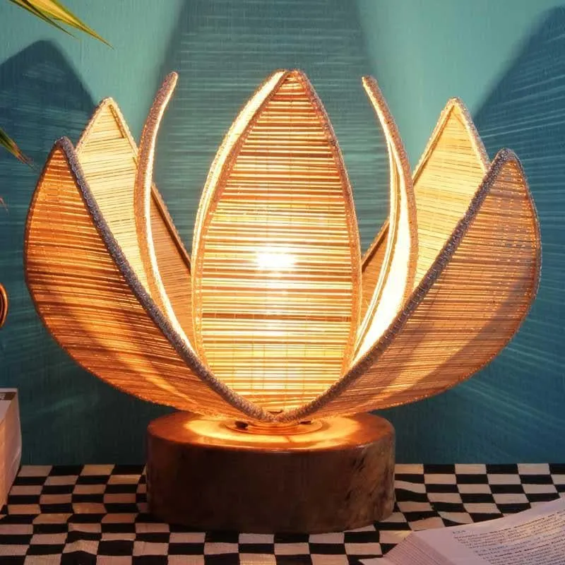 Padma Bamboo Table Lamp - Beige,Brown media 3