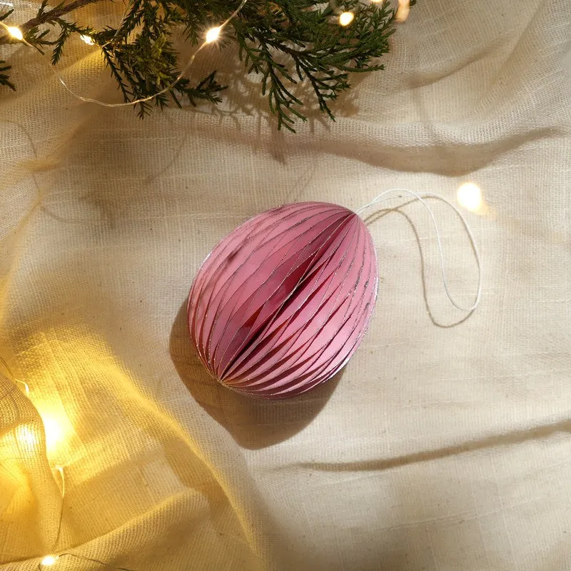 Fig Living Christmas Ornaments Festive Pink With Silver Glitter - Set Of Three media 8