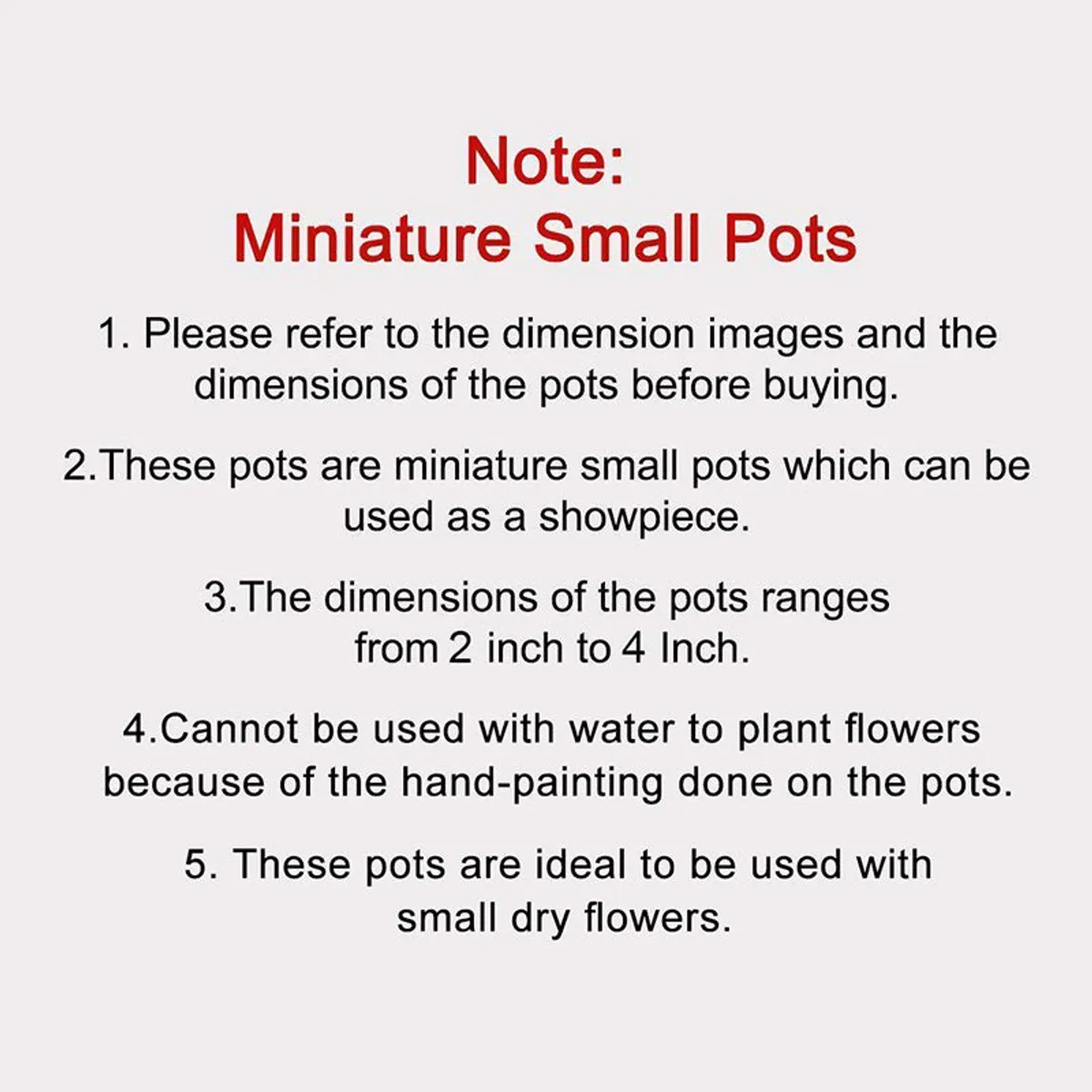 Decorative face vases shown with product note graphic