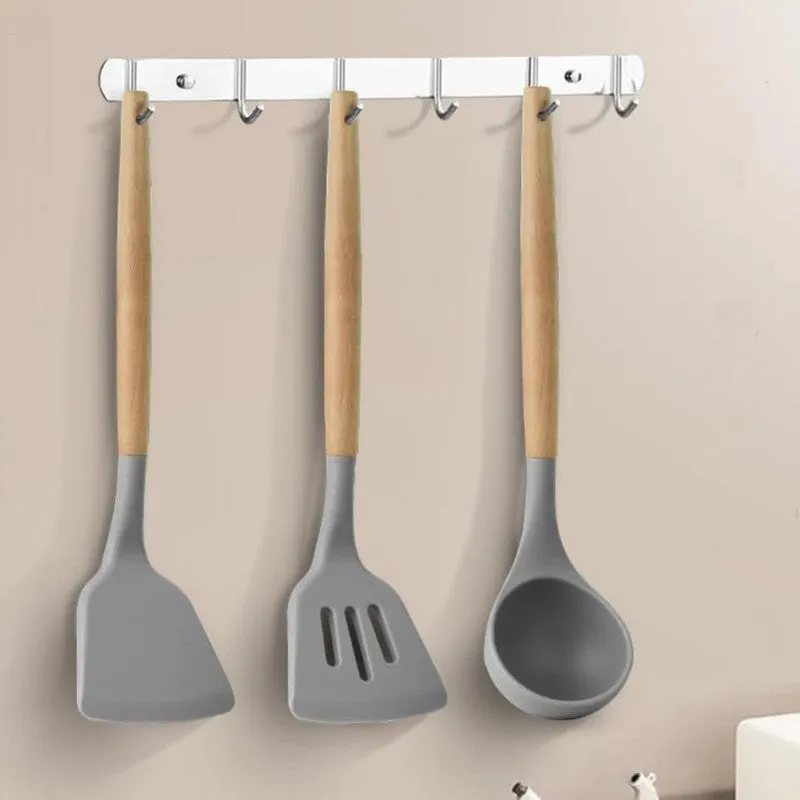 Heat (Resistant Silicone Cooking Utensil Wooden Handles) - Three Piece Set media 3