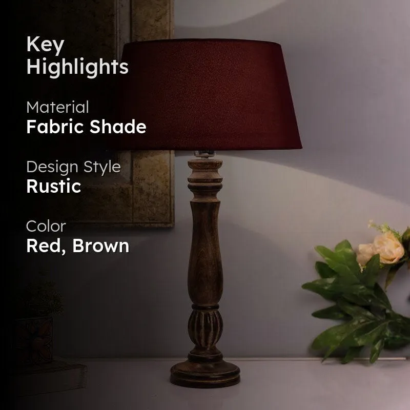 Vintage Victorian Fabric Table Lamp - Red,Brown media 2
