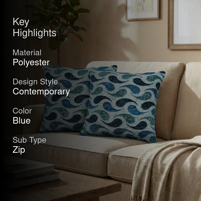 FloralDreamline Cushion Cover (Blue) - Set Of Two media 2
