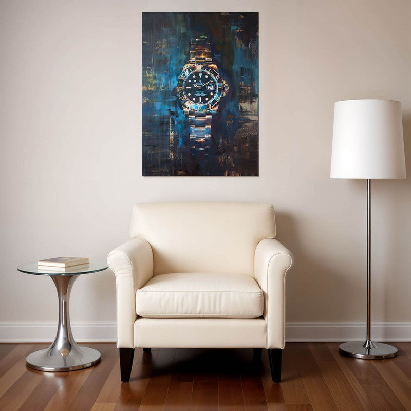 Midnight Timepiece Wall Poster -Blue
