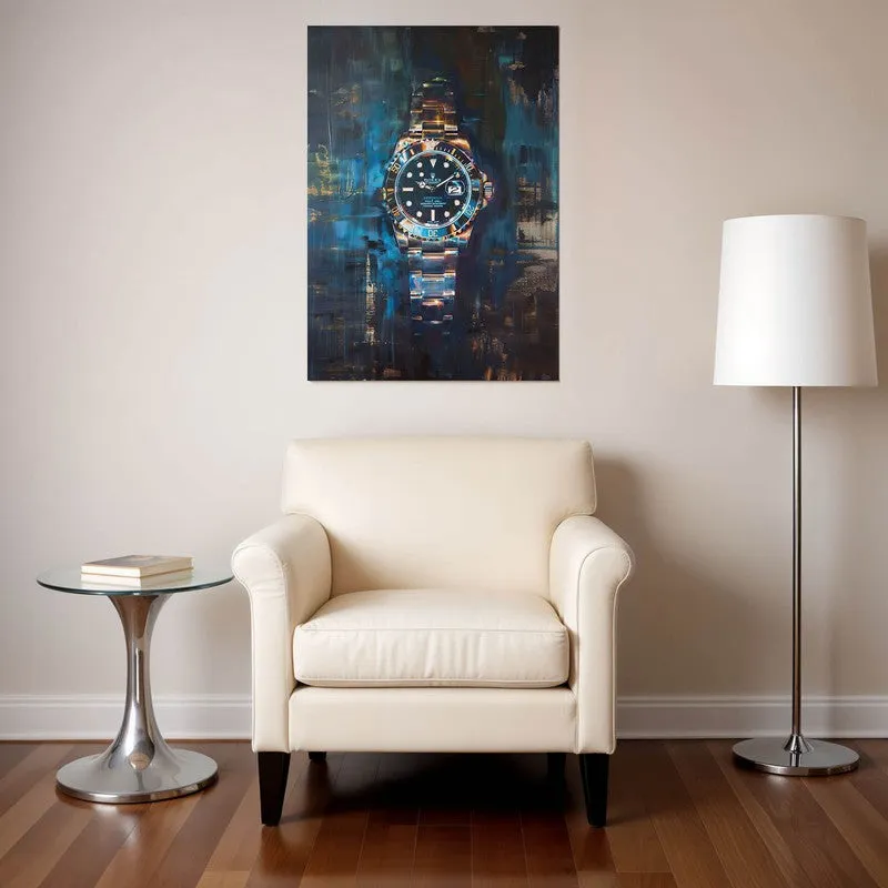 Midnight Timepiece Wall Poster -Blue media 1