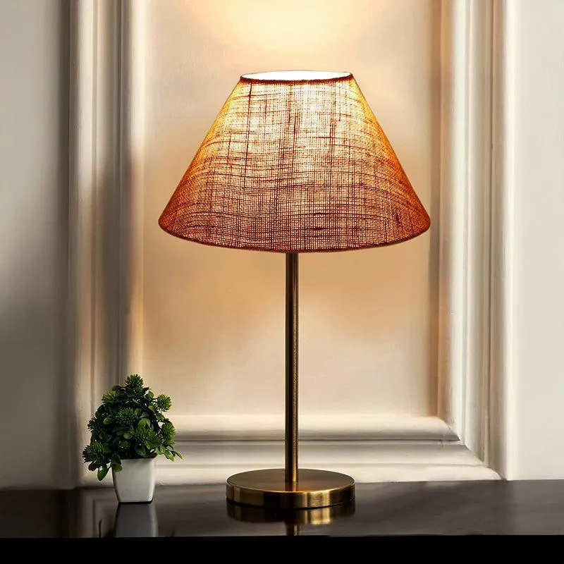 Loft Gleam Jute & Metal Table Lamp (Empire) - Brown,Gold media 1