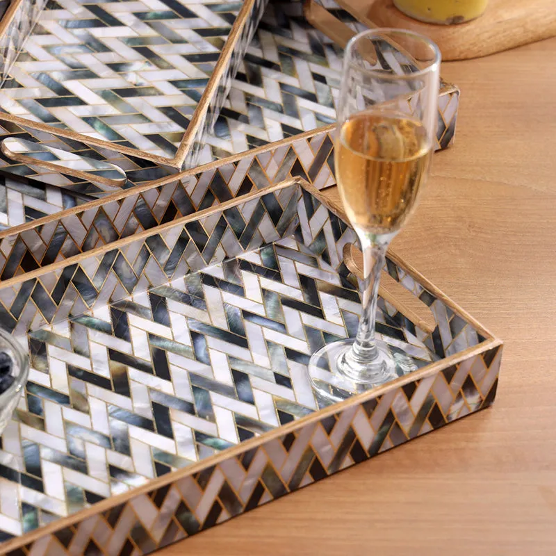 Stria Noir MDF Serving Tray - Set Of Three media 3