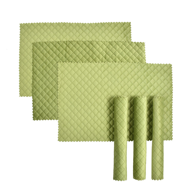 Osric Velvet Quilted Placemat (Light Green) - Set Of Six media 3