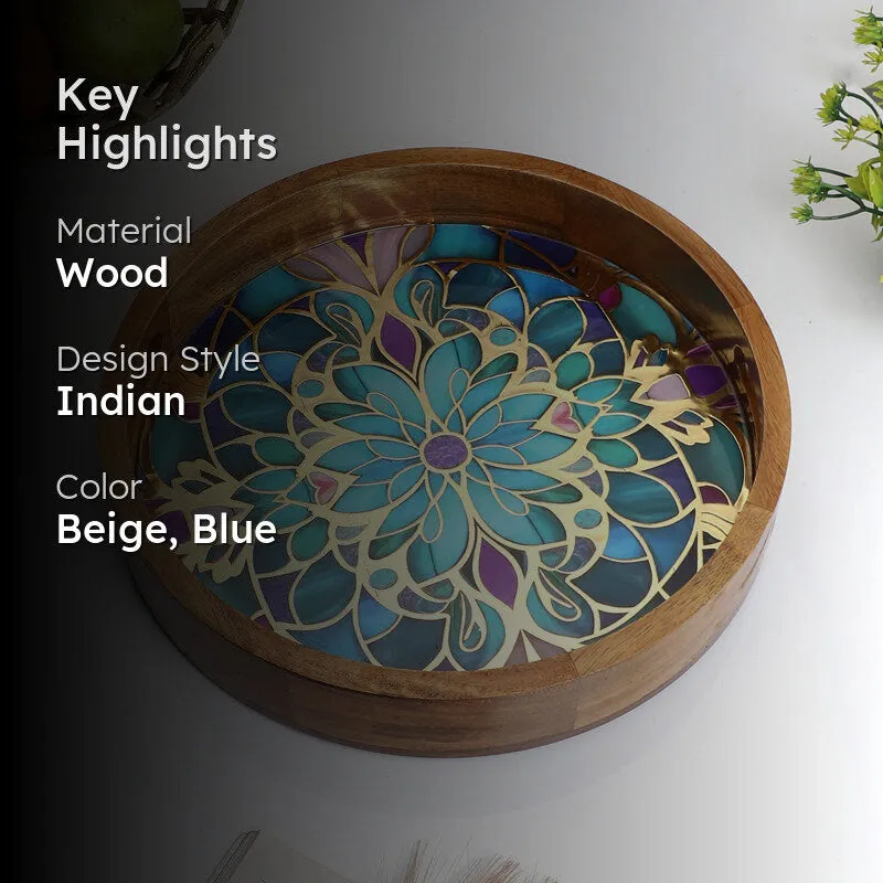 Floral Feast Round Wooden Serving Tray media 2