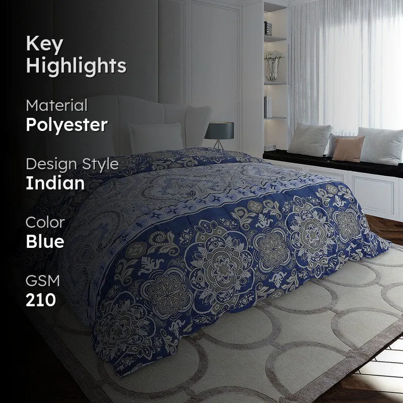 Monte Carlo Pixelweave Ethnic Print Polyester Duvet Covers (Blue) - 210 GSM media 2