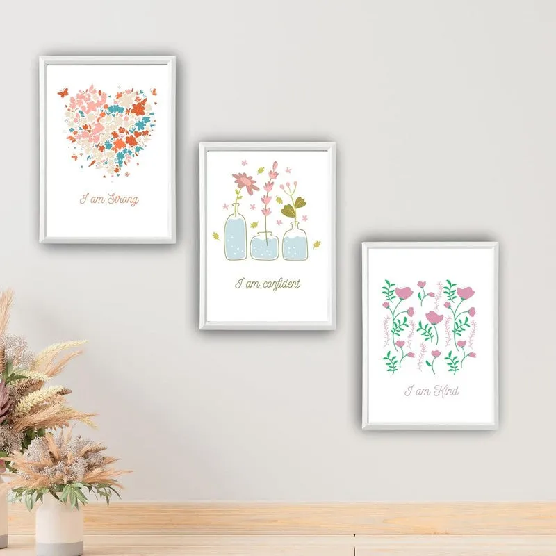 Petal Promises Paper Wall Painting With Frame - White media 6